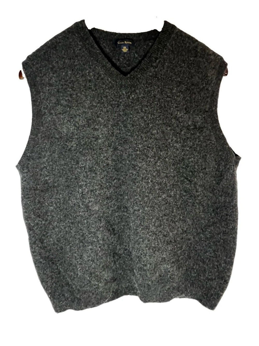 Club Room Sweater Vest XXL Charcoal Grey 100% Lambswool V-Neck Mens Classic